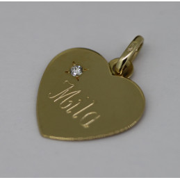 Pendentif or jaune 18 carats et diamant 0,03 carat "coeur" personnalisable