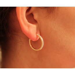 Boucles d'oreilles or jaune 18 carats créoles "glitter" 25 mm