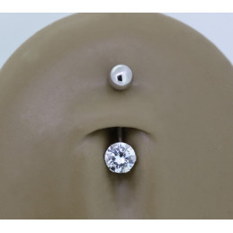 Piercing nombril or blanc 18 carats et zirconia