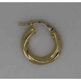 Boucle d'oreille torsadée or jaune pour homme (15mm)