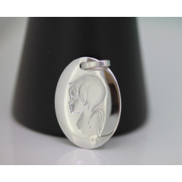 medaille or blanc 9 carats ou 18 carats ovale "ange"