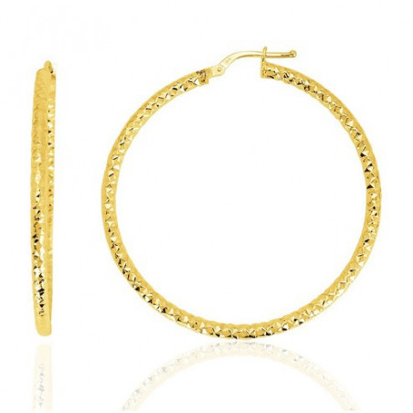 Boucles D'oreilles Créoles En Or Jaune 9 Carats (375/1000) - Facettées - 1.4x1.25cm
