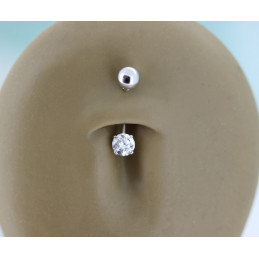 Piercing nombril or blanc 18 carats et diamant 0,40 carat