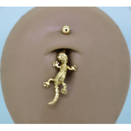 Piercing nombril or jaune 18 carats "gecko"