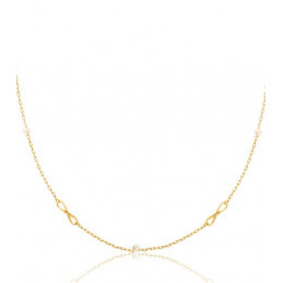 Collier en or 18 carats "Belle Epoque" et perles 42 cm
