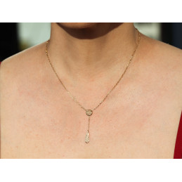 Collier en or 18 carats "Belle Epoque" filigrane pendants 42 cm