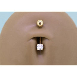 Piercing nombril or jaune 18 carats et diamant 0,40 carat