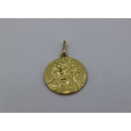 medaille christ or jaune 18 carats "ronde"