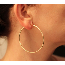 Boucles d'oreilles femme or jaune 18 carats créoles 55 mm