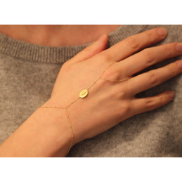 Chaine de main en or 18 carats pour femme "vierge miraculeuse" 19 cm