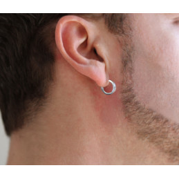 Boucle d'oreille or blanc 18 carats pour homme (14 mm)