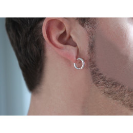 Boucle d'oreille or blanc 18 carats pour homme (15 mm)