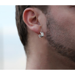 Boucle d'oreille or blanc 18 carats pour homme (14 mm)
