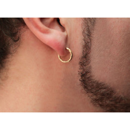 Boucle d'oreille or jaune 18 carats diamantée pour homme (14mm)