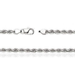 Chaine femme en or blanc 18 carats maille corde 42 cm - 3,5 mm