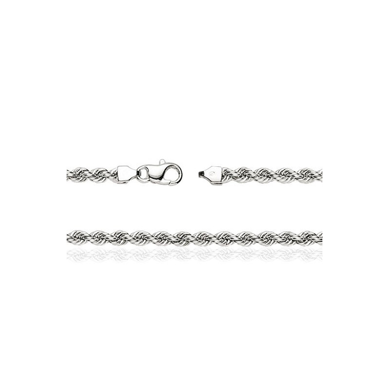 Chaine femme en or blanc 18 carats maille corde 42 cm - 3,5 mm