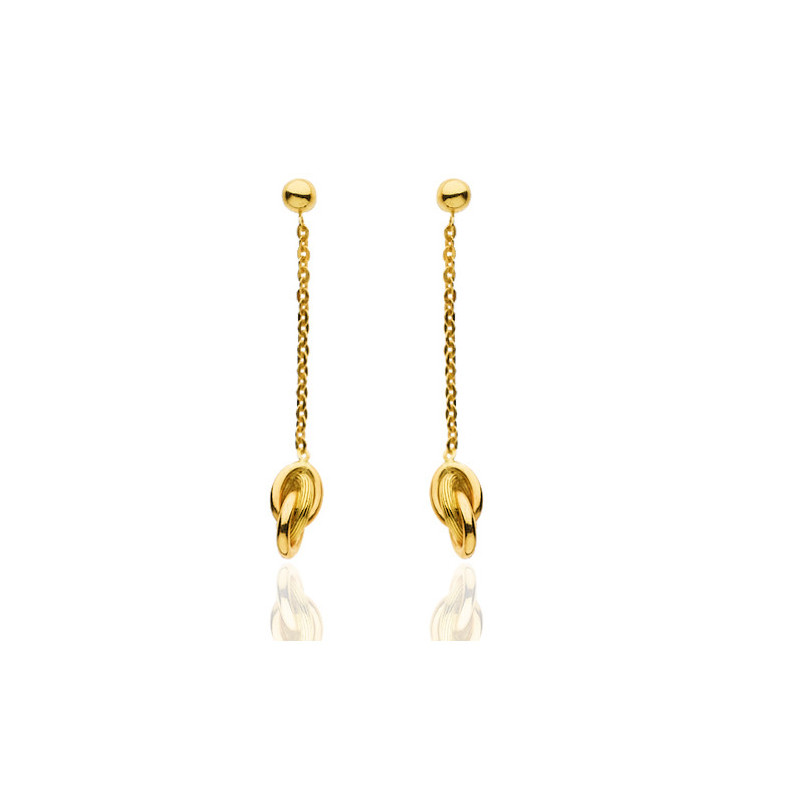 Boucles d'oreilles or jaune 18 carats nœud Antillais "pendants"