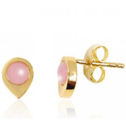 Boucles d'oreilles opale rose et or jaune 18 carats