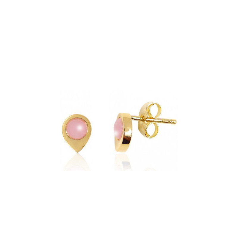 Boucles d'oreilles opale rose et or jaune 18 carats