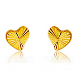 Boucles d'oreilles enfant or jaune 18 carats cœur
