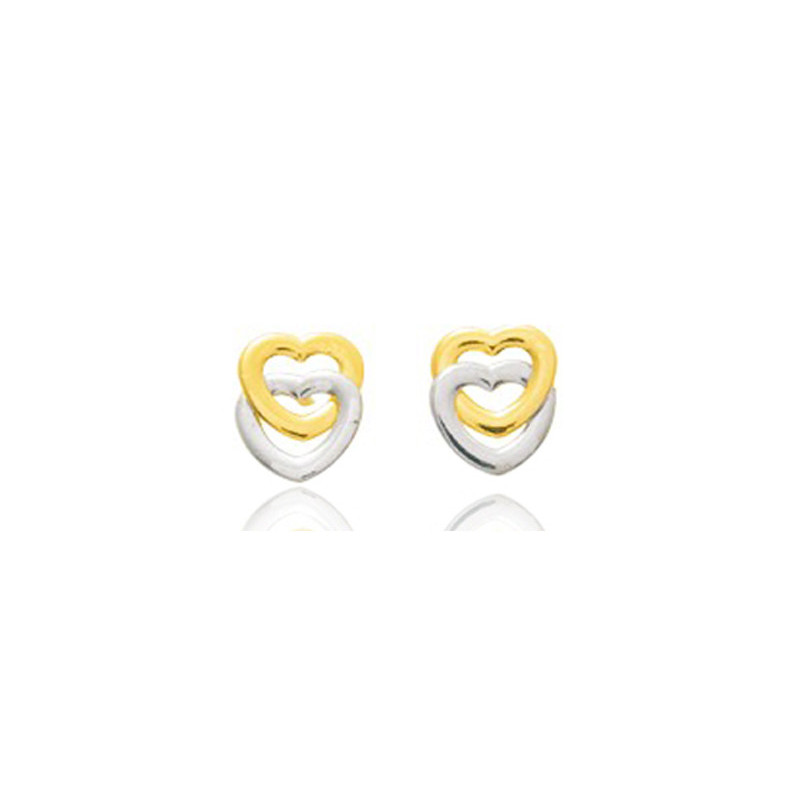 Boucles d'oreilles deux ors 18 carats "cœurs"