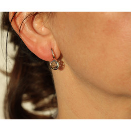 Boucles d'oreilles quartz vert et or rose 18 carats