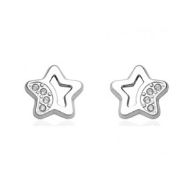 boucles d'oreilles or blanc 18 carats et zirconiums "étoile"