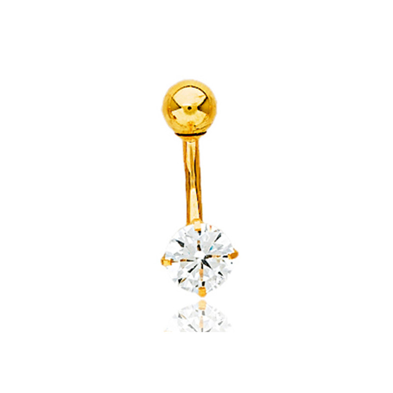 Piercing nombril or jaune 18 carats et diamant 0,40 carat