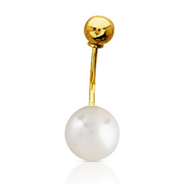 Piercing nombril or jaune 18 carats et perle de culture