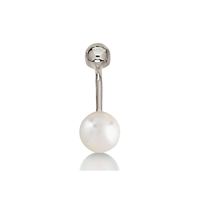 Piercing nombril or 18 carats et perle de culture