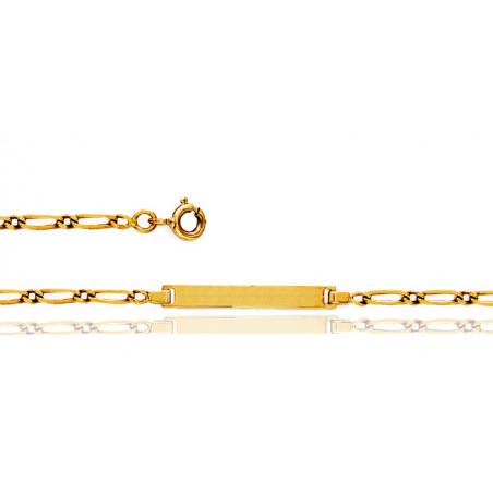 Gourmette Femme En Or 18 Carats - Maille Cheval Alternée - Etat Parfait - Occasion