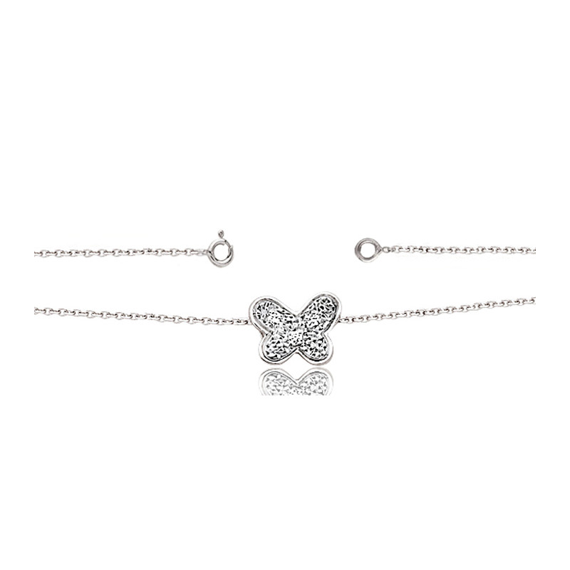 Chaine or 18 carats et diamant 0,030 carat "papillon"