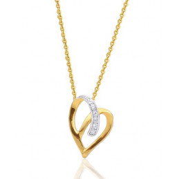 Chaine femme or jaune 18 carats et pendentif "cœur" diamant 0,020 carat
