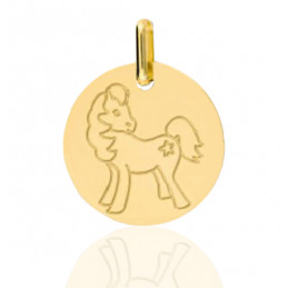 Pendentif or jaune 18 carats "Little Pony"