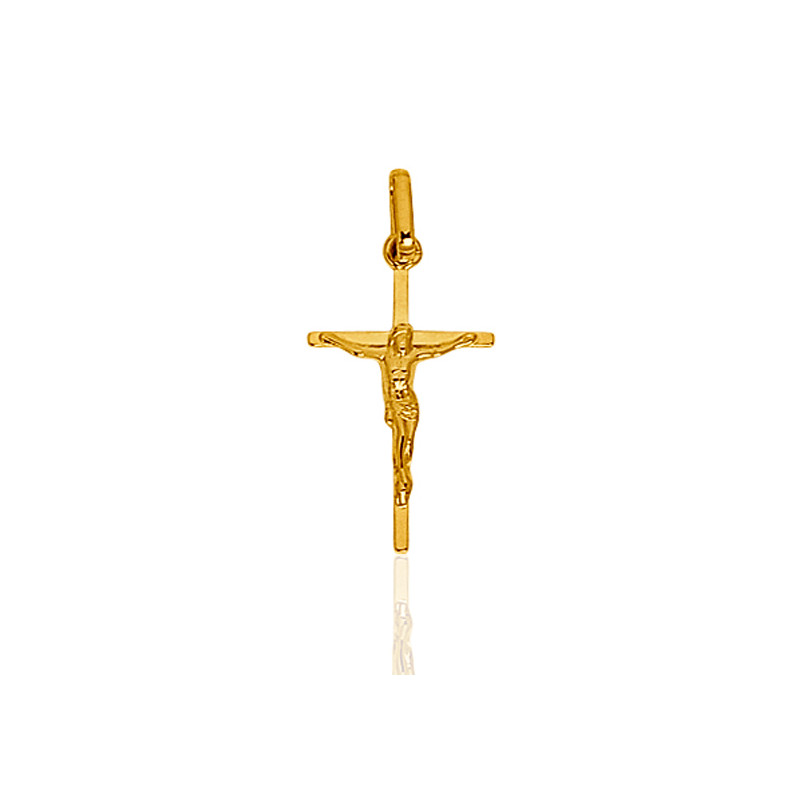 Pendentif croix or 18 carats avec Christ 27 mm