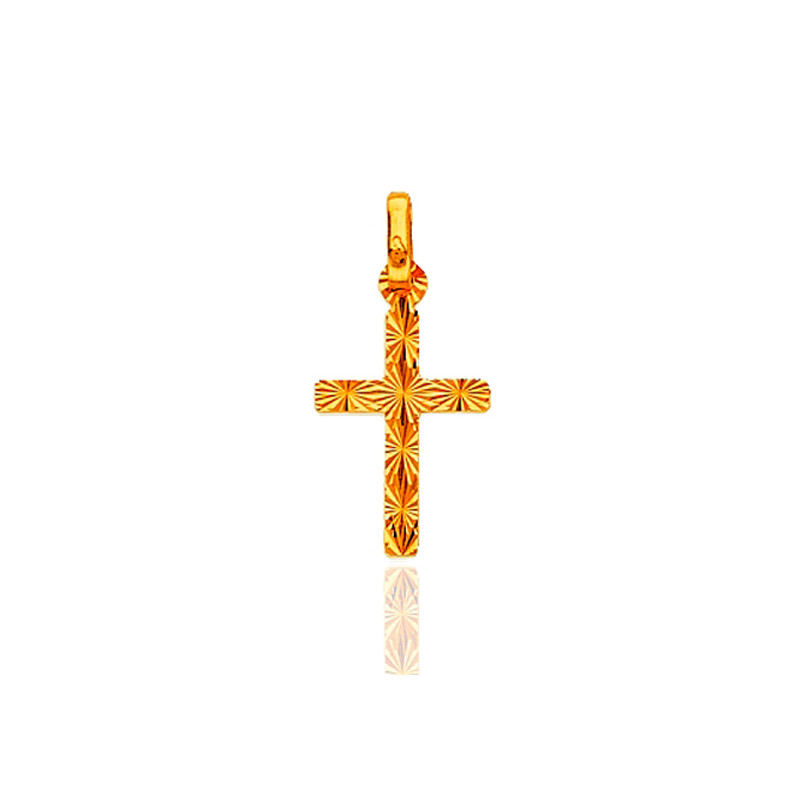 Pendentif croix or 18 carats 23 mm diamantée réversible