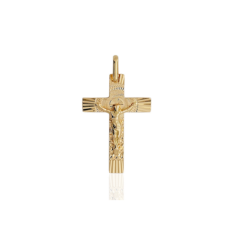 Pendentif croix or jaune 18 carats et christ