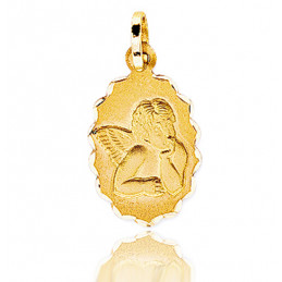 Médaille ange or jaune 18 carats "ovale" 21 mm