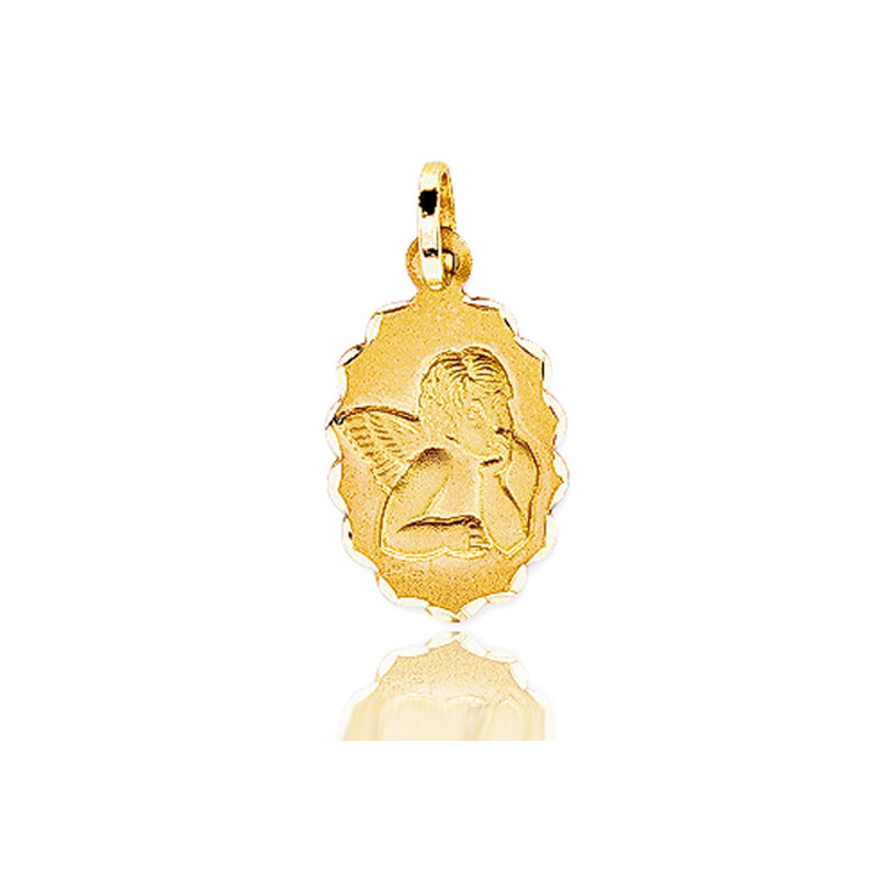 Médaille ange or jaune 18 carats "ovale" 21 mm