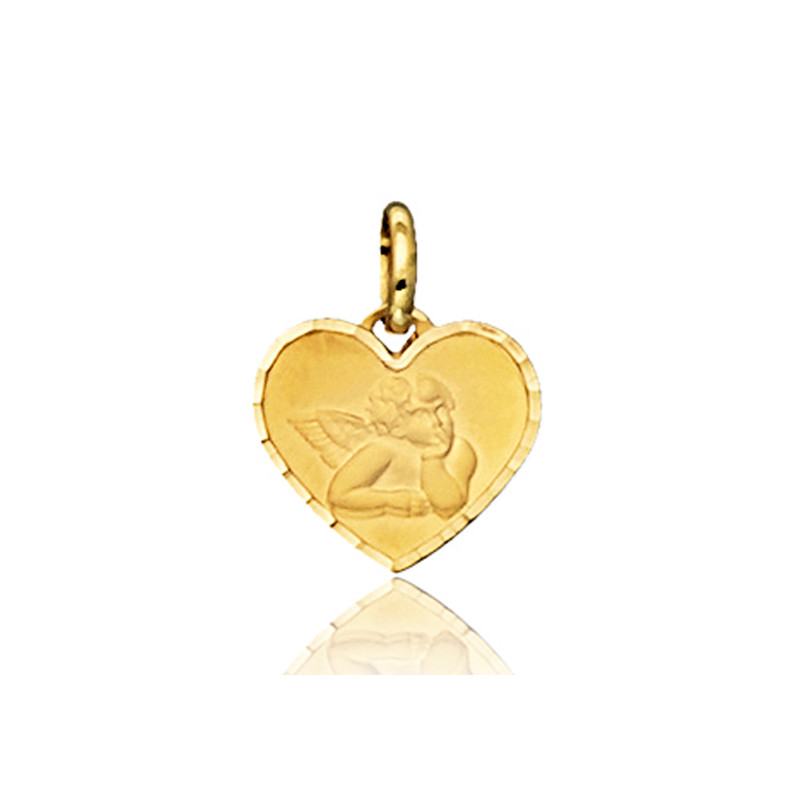 Médaille ange or jaune 18 carats "cœur"