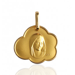 Medaille vierge or jaune 18 carats "nuage"