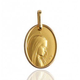 Medaille or jaune 18 carats "vierge" ovale