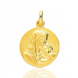 Medaille "la vierge et l'enfant" en or jaune 18 carats ronde