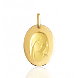 Medaille or jaune 18 carats ovale "vierge"