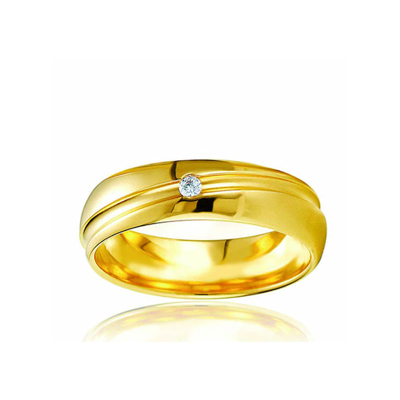 Alliance or jaune 9 carats et diamant Breuning "Rosaia" pour femme
