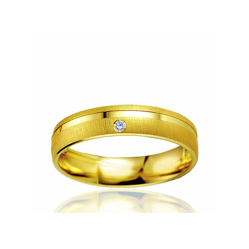 Bague Alliance or jaune et diamant Breuning "Maïwen" pour femme