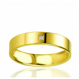 Bague alliance or jaune 18 carats et diamant 0,01 carat "Karinella" pour femme