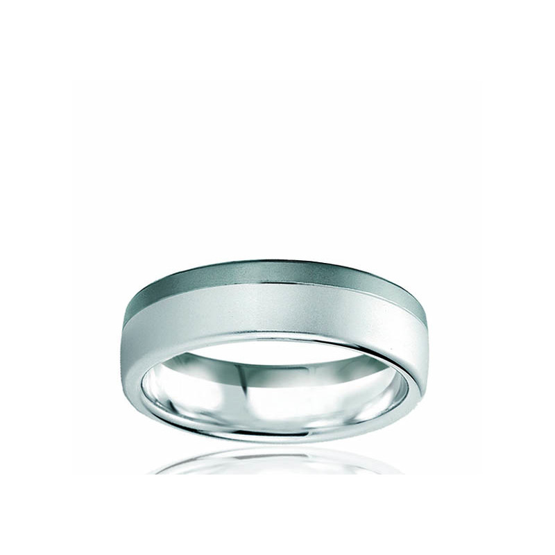 Bague Alliance or blanc Breuning "Maykel" pour homme