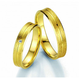 Duo d'alliances en or jaune massif et or et diamant Breuning "Sérénité"