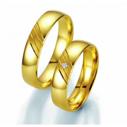 Duo d'alliances or jaune 18 carats et or et diamant "Merveilles"
